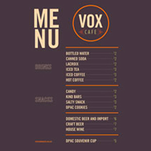 Vox Cafe Menu